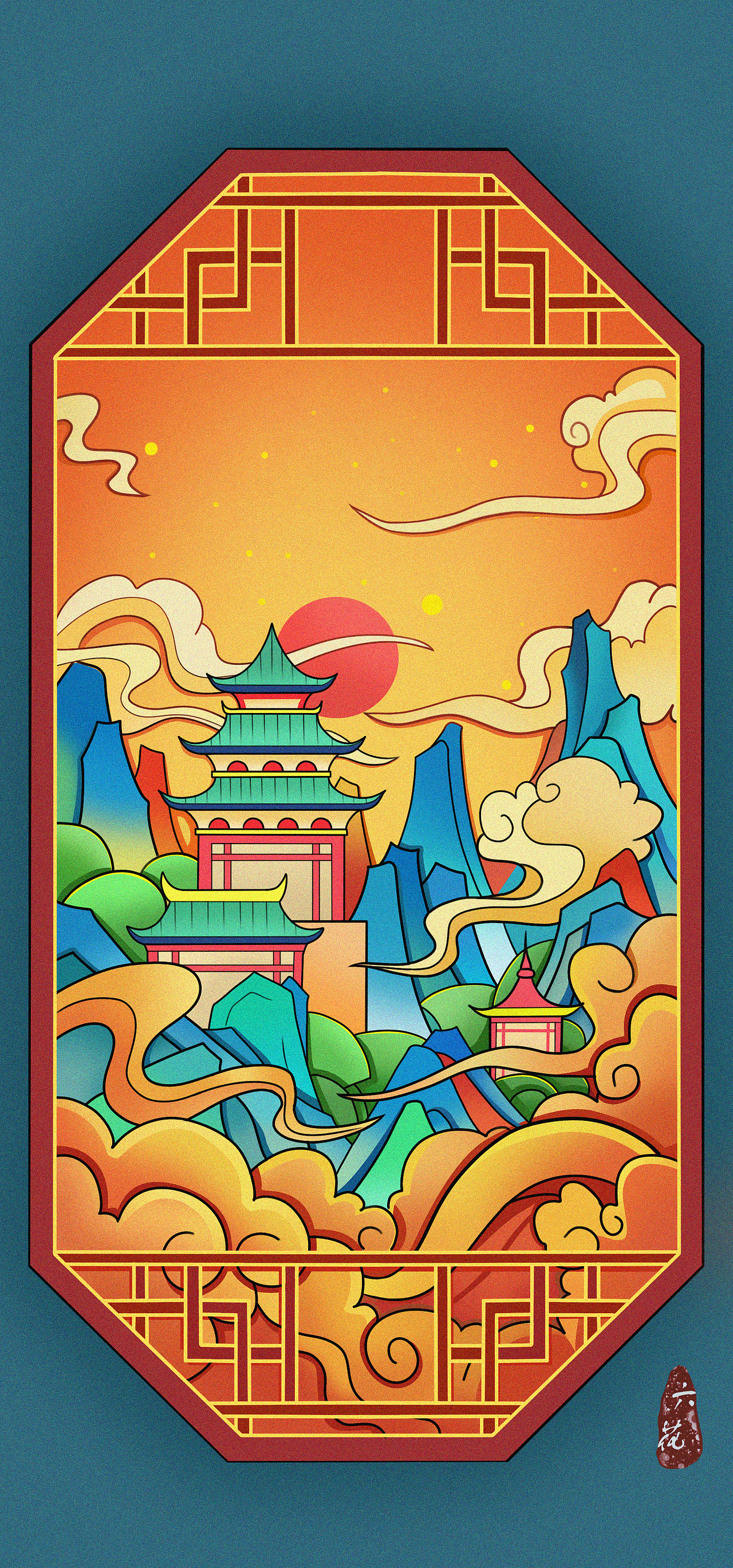 临摹走尺国潮国风古建筑练习|插画|创作习作|姚六花_临摹作品-站酷