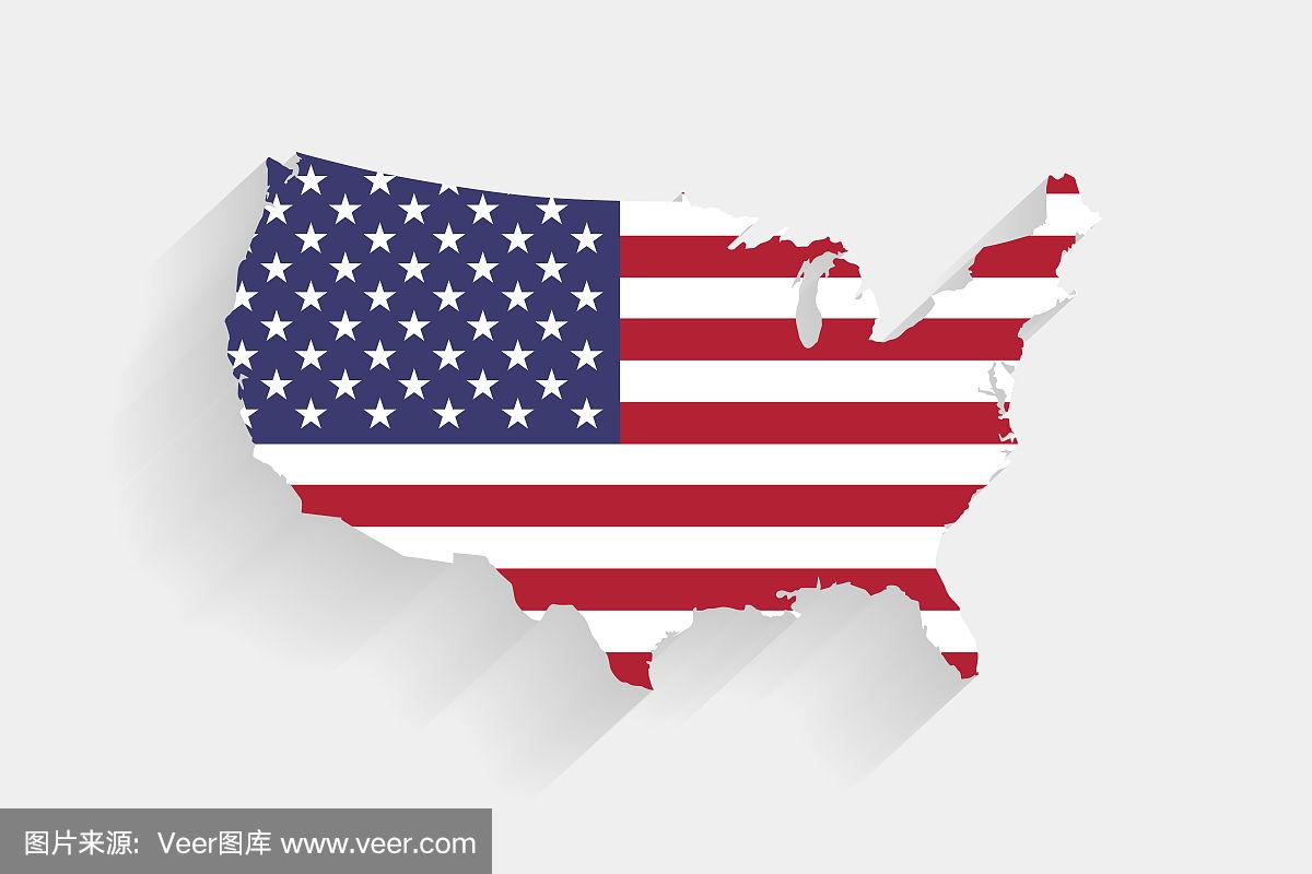 美国国旗地图上的灰色背景,矢量,插图,eps 10文件