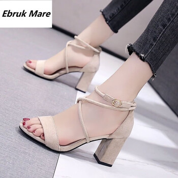 mare森马同品凉鞋女法式高级感新款学生百搭仙女粗跟一字扣罗马高跟鞋