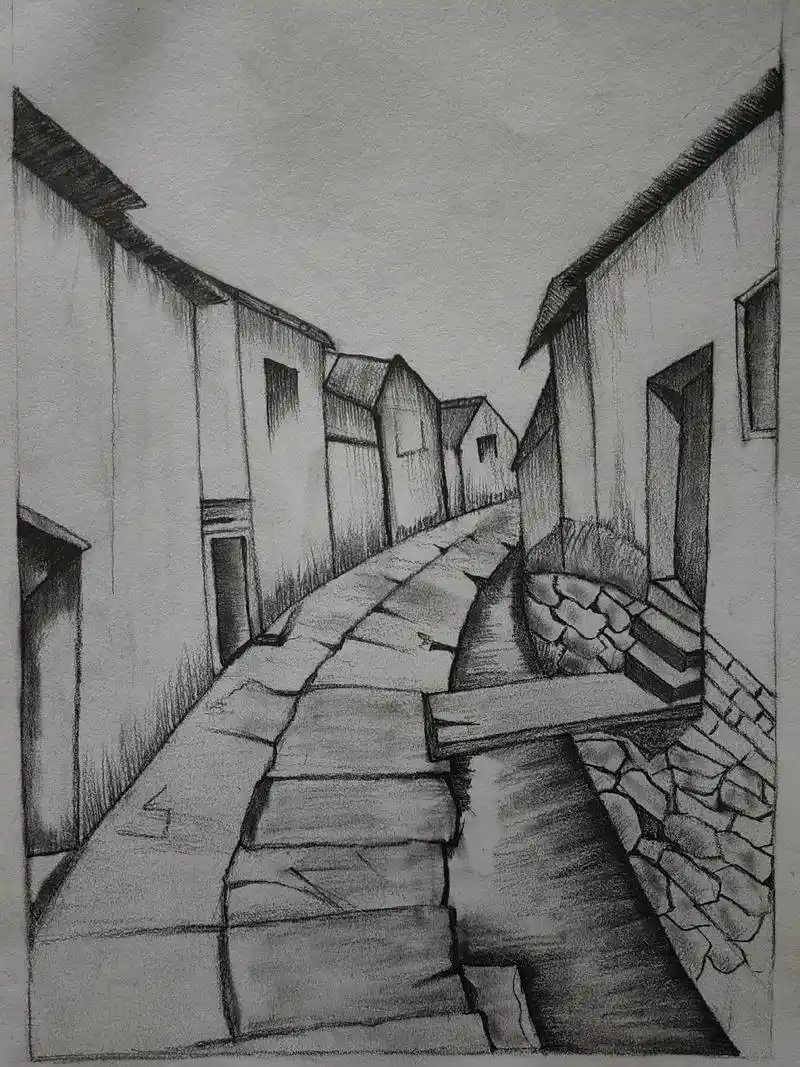 素描  小巷 - 抖音