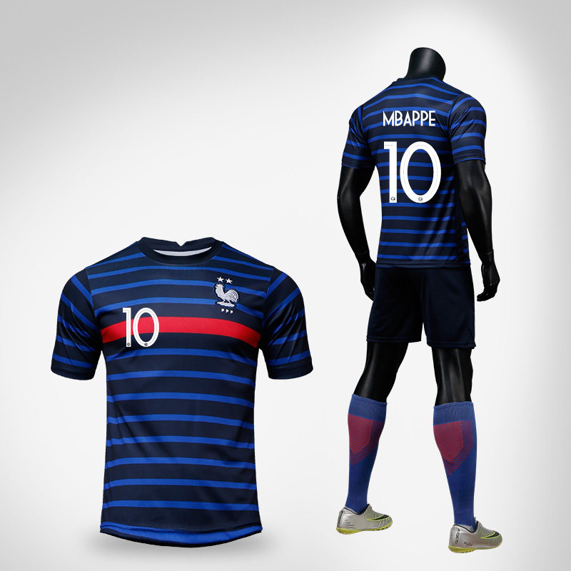法国队球衣2021新赛季10号姆巴佩比赛足球衣服印字号短袖足球套装