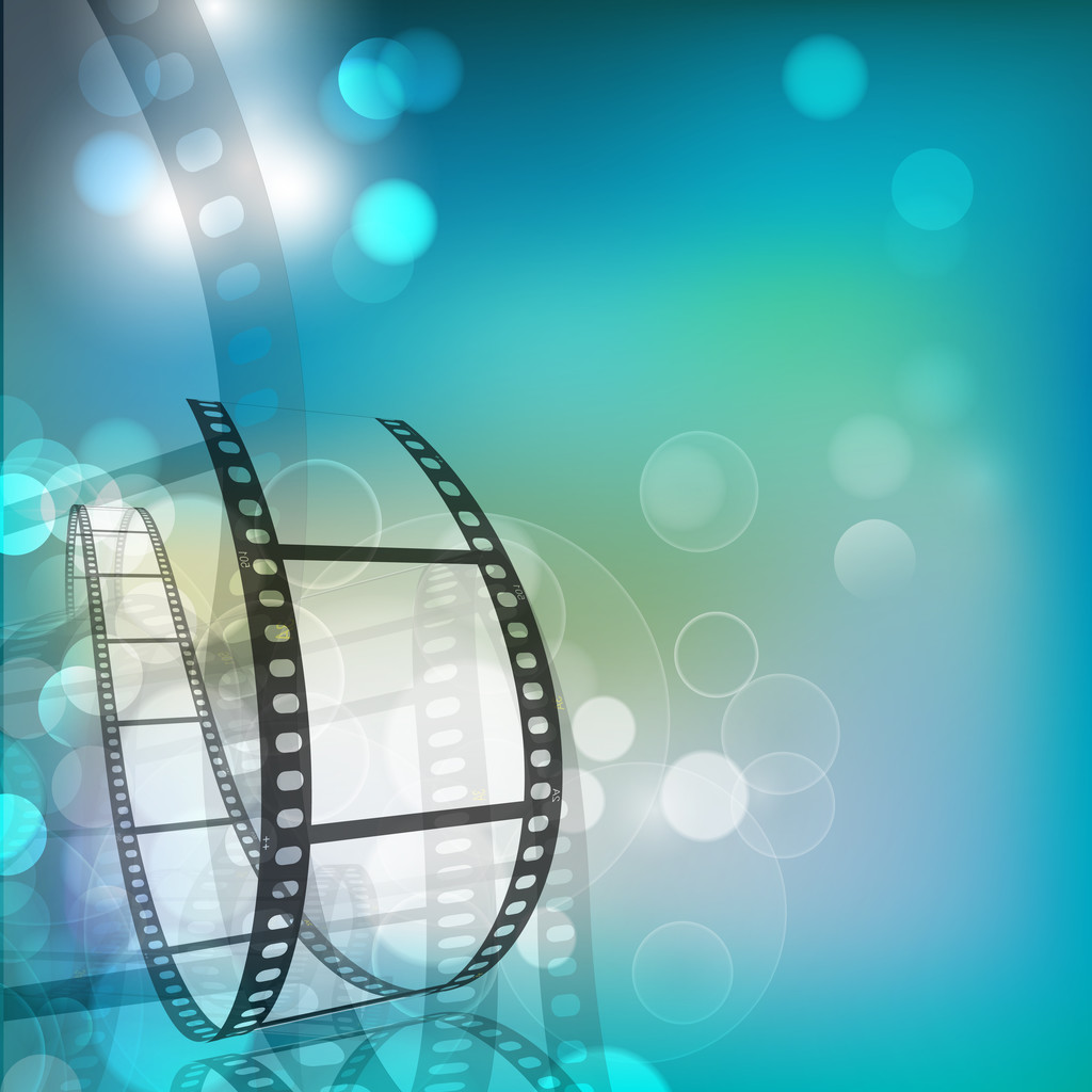 电影条纹或胶片卷轴上闪闪发亮的电影背景.10 eps