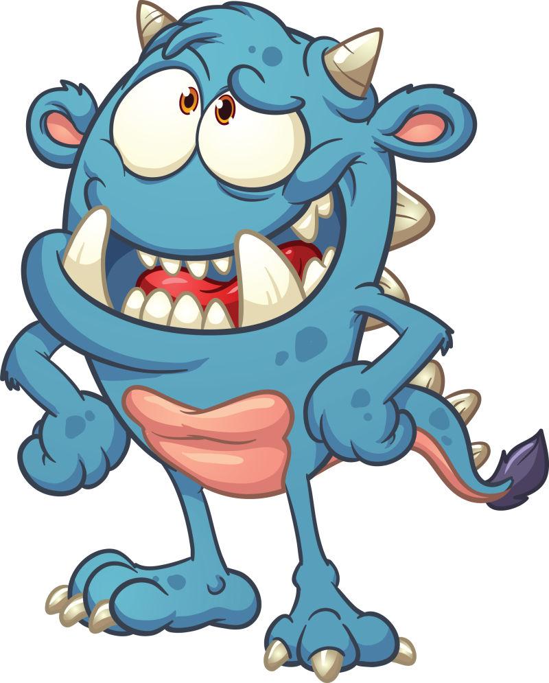 抽象矢量卡通可爱的小怪物插图