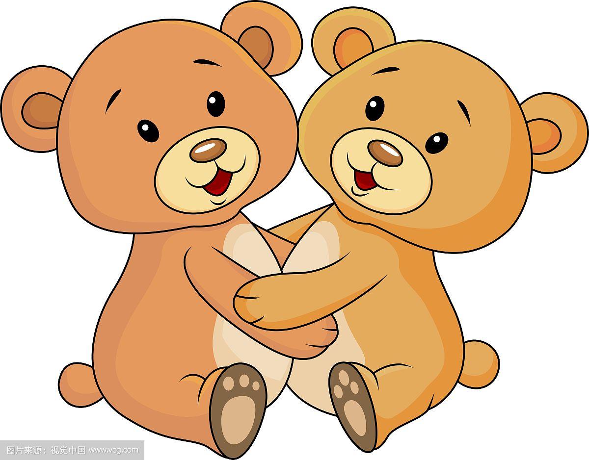 可爱的小熊互相拥抱