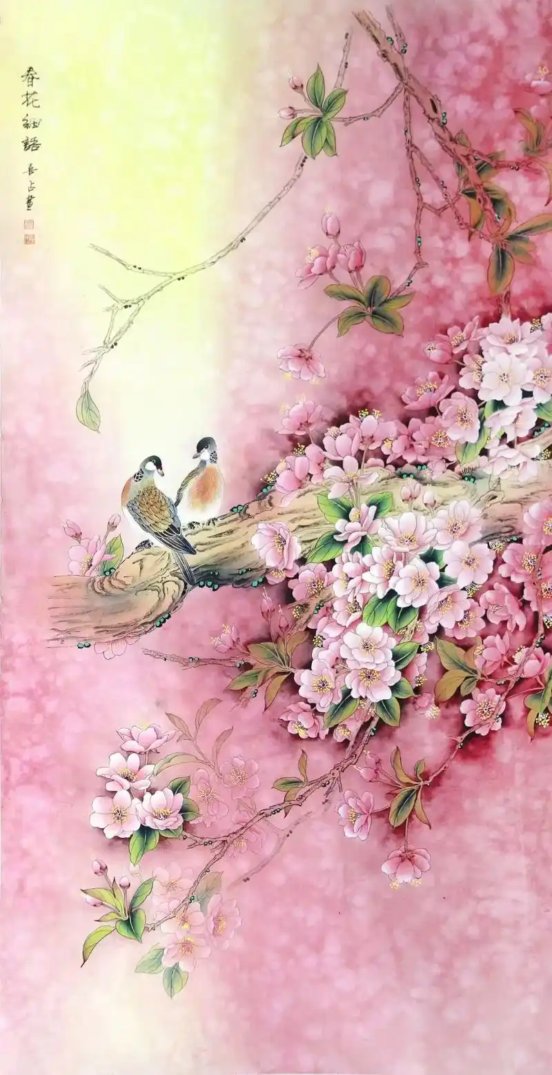 中国风田园工笔画派的开创者——高喜占老师作品赏析#名家字画 - 抖