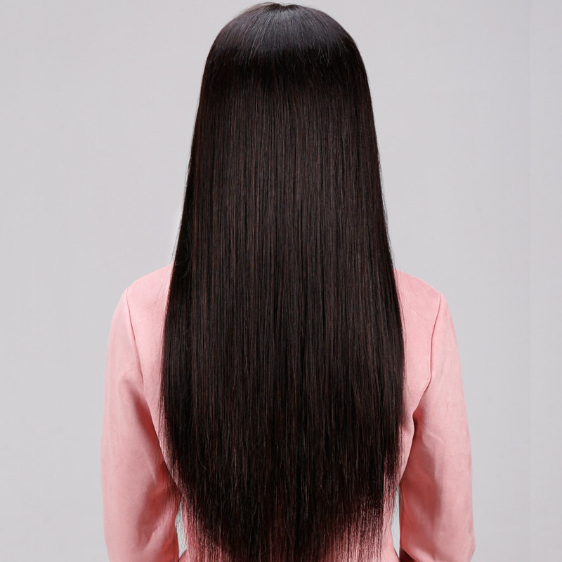 真发假发套女生黑长直发自然韩全头套式真人发丝时尚中分中长发型