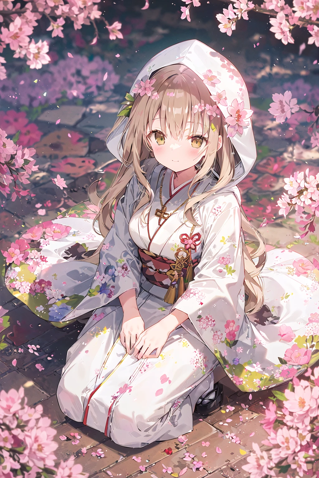 二次元# 樱花树下纯白无垢的少女,是在等待心上人的到来吗[温暖] p站