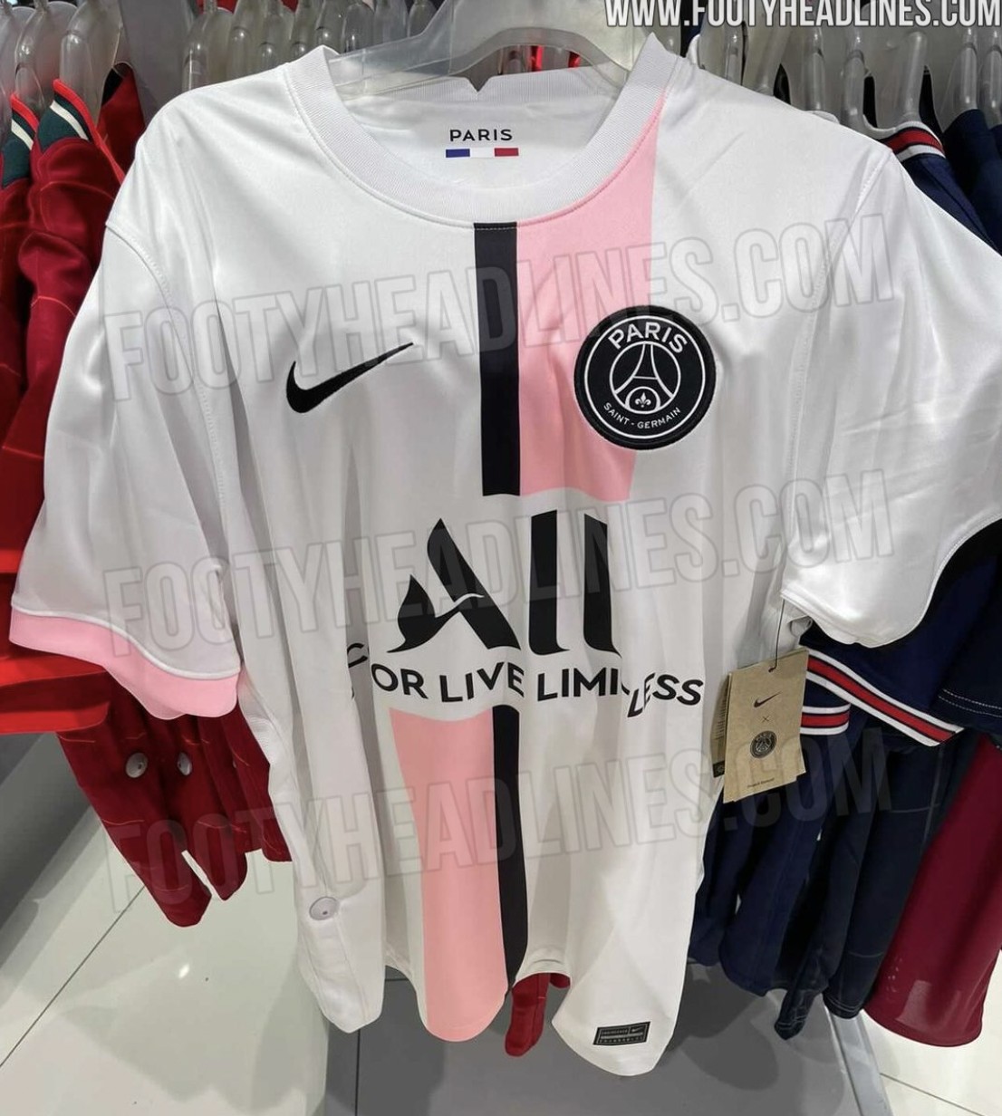 巴黎2122赛季客场球衣曝光白色浅粉条纹倍显小清新