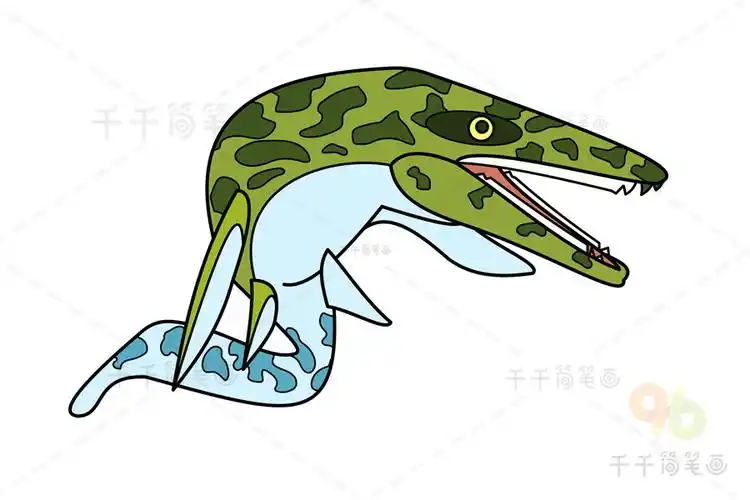 古生物 沧龙简笔画