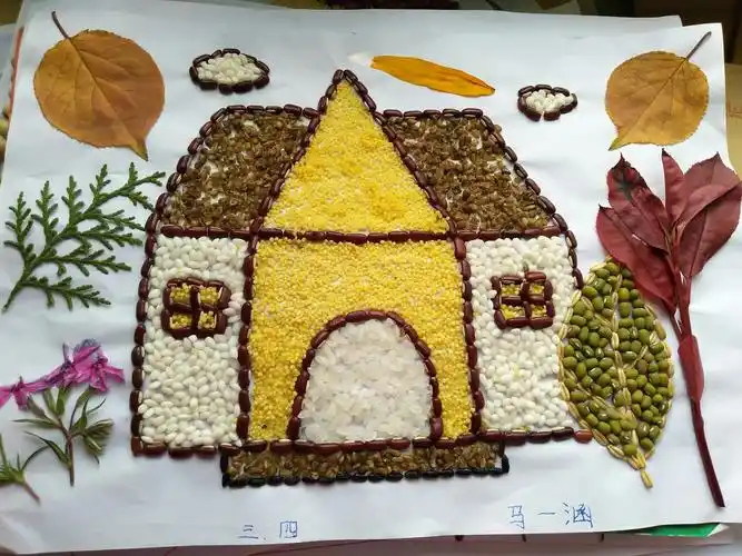 【六小三四】树叶(粮食)入画——三年级四班手工作品展示