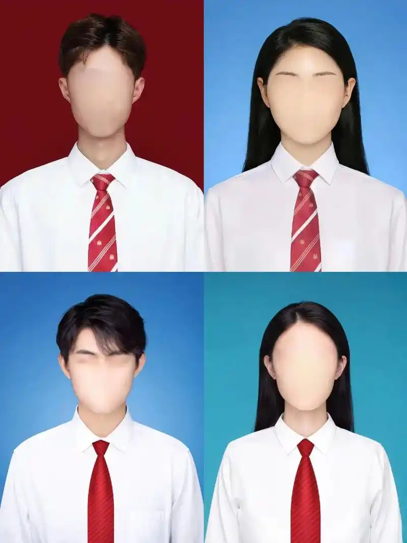 白衬衫红色领带证件照模板p图,模板可自取.只需要一张清晰正脸 - 抖音