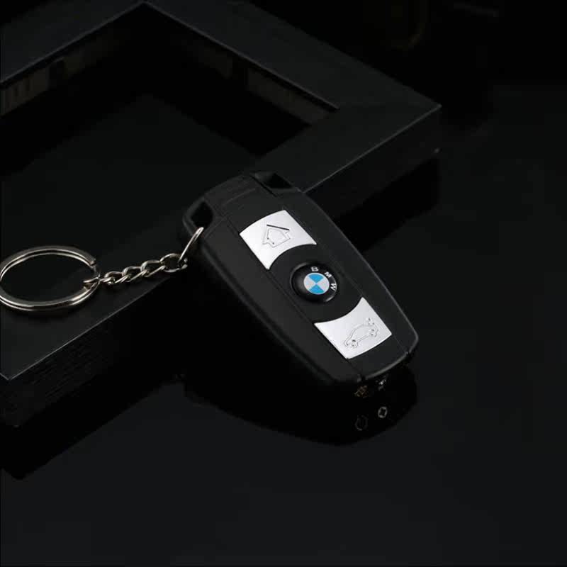 防风创意个性宝马bmw钥匙造型带灯充气打火机仿真充气打火机