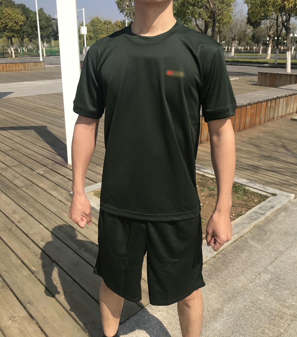 《16体能服训练服套装夏季短袖短裤速干透气作训服军迷男t恤 正品橄榄