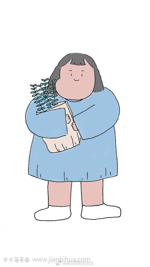简笔画胖女孩头