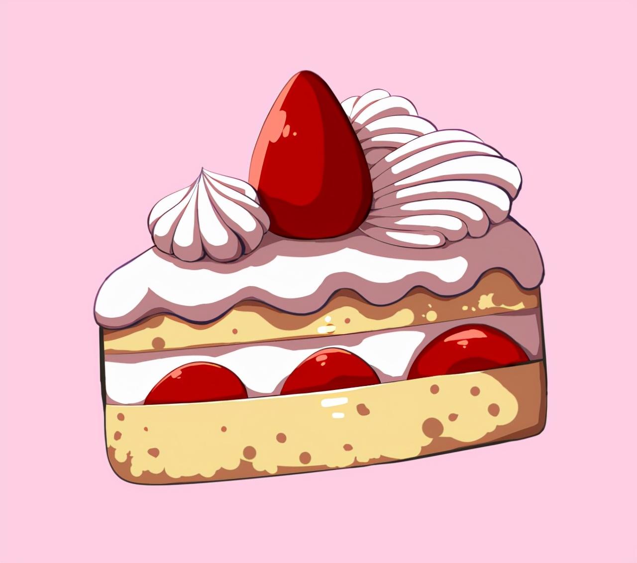 生日蛋糕怎么画简单3步教你画出草莓蛋糕