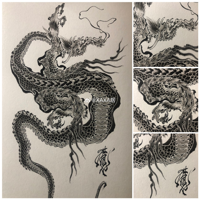 纹身##纹身也清新##插画##传统纹身##龙##刺青超话