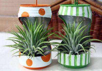 用啤酒易拉罐diy垂吊式手工花盆教程