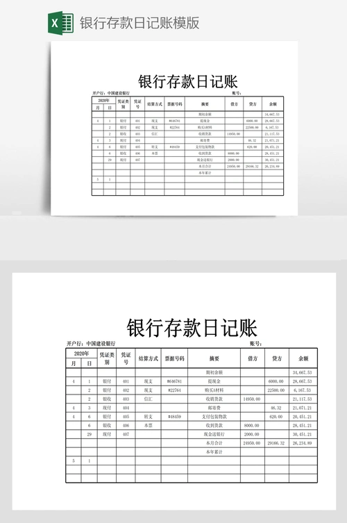 银行存款日记账模版