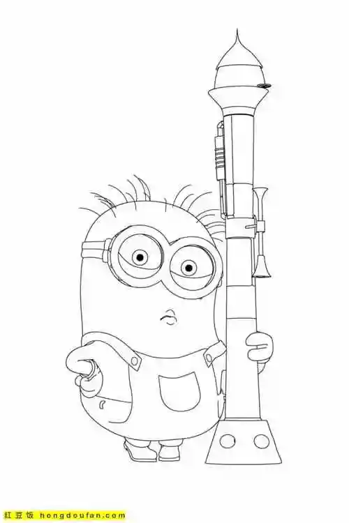 12张4到10岁孩子们喜欢的小黄人卡通涂色图片-红豆饭小学生简笔画大全