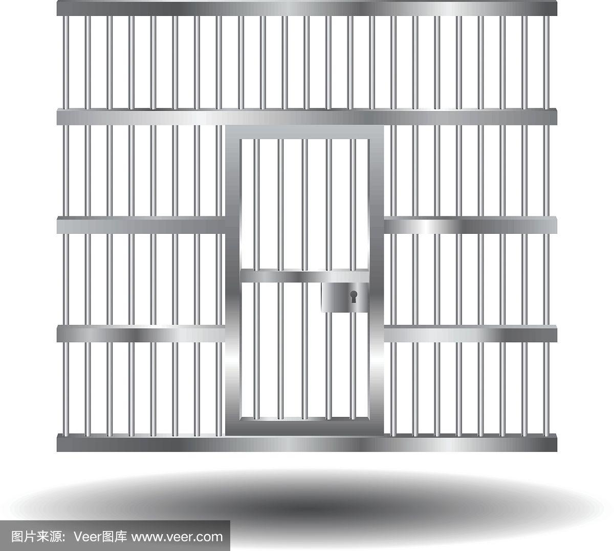带铁栏杆的监狱门