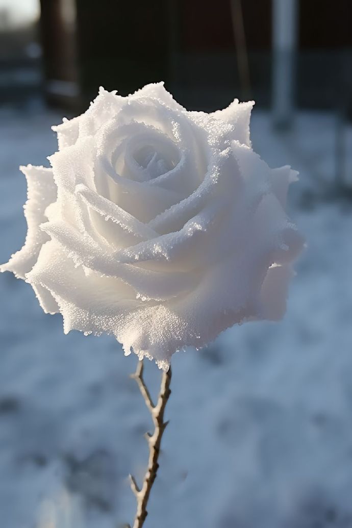 好看的花一定要分享给你 ##冬天的第一朵雪玫瑰