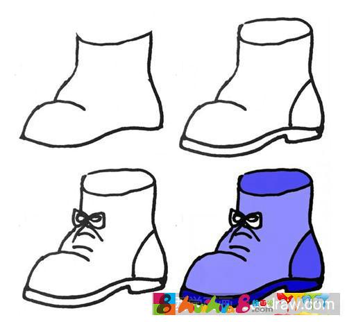 儿童鞋子简笔画-在线图片欣赏简笔画鞋子的画法简单易学帆布鞋物品简