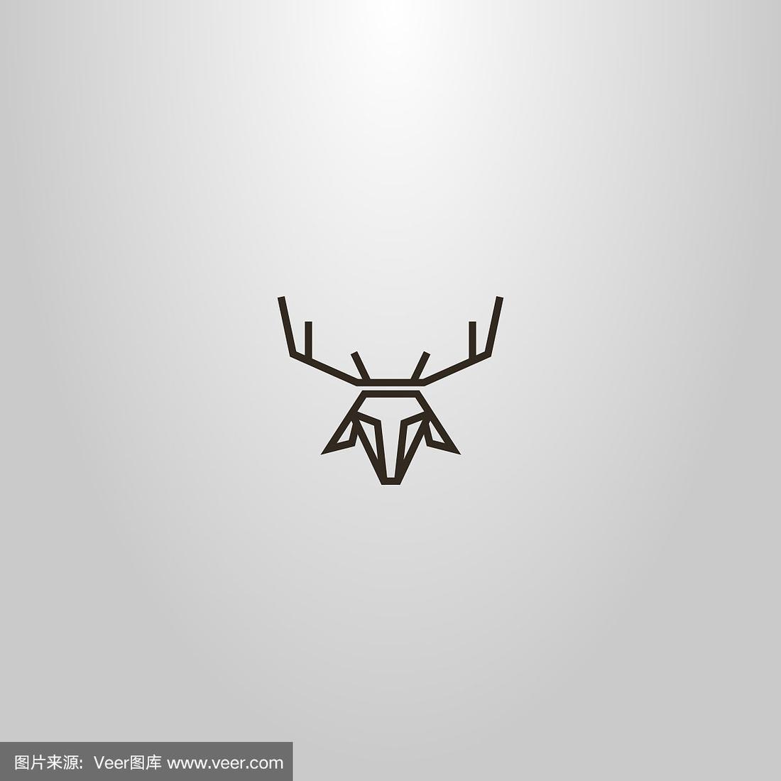 简单的轮廓矢量线艺术标志的鹿或鹿头