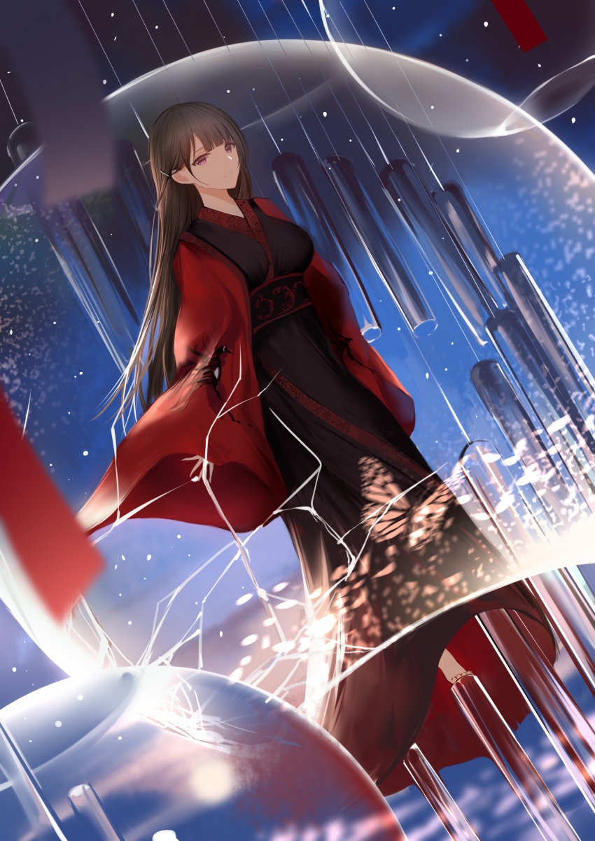 风铃女孩子红色裙子3k手机壁纸动漫竖屏女生