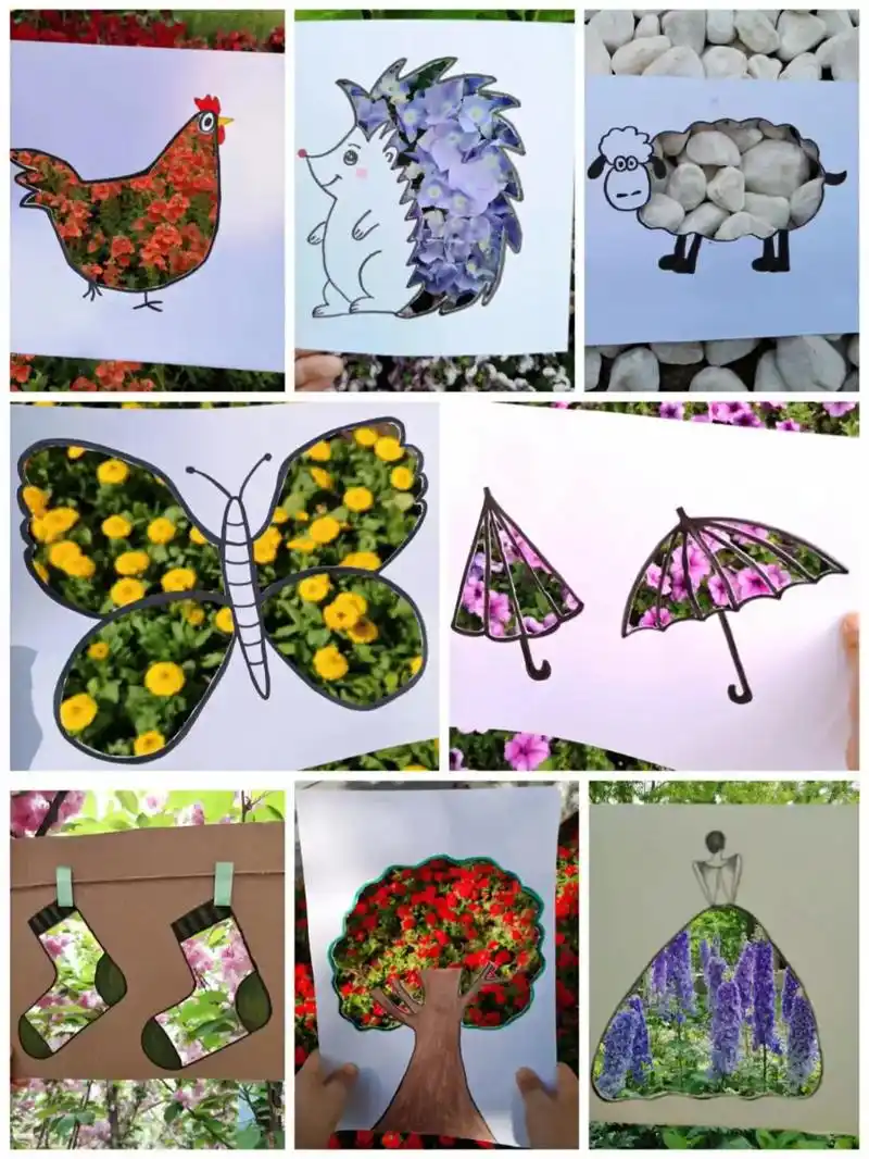【寻找春天】儿童镂空画素材分享#一起学画画 #创意美术 - 抖音