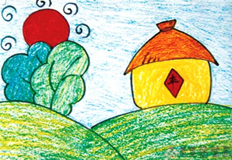 小朋友画秋天景色绘画图片