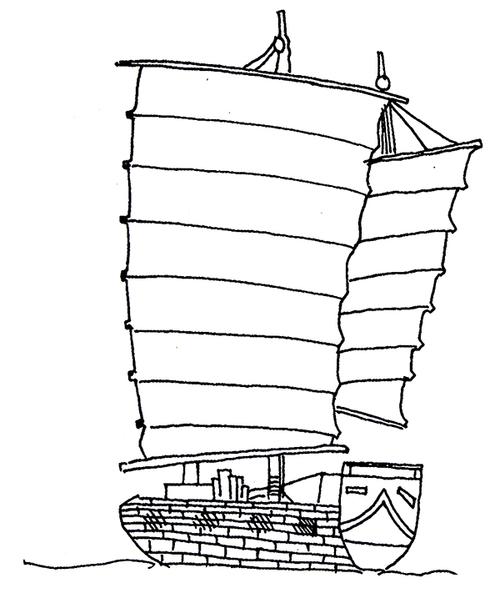 古代船怎么画简笔画