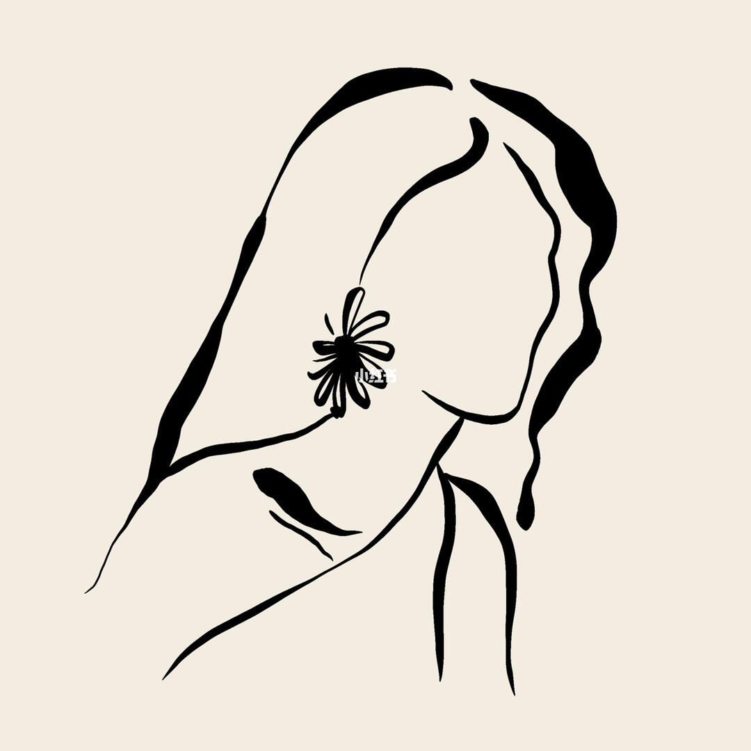 黑白极简线条画高级女生头像简约炫酷壁纸