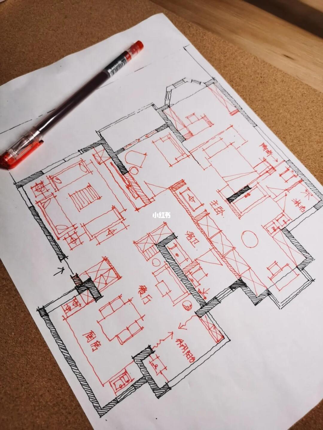 手绘平面一套户型7种不同演绎