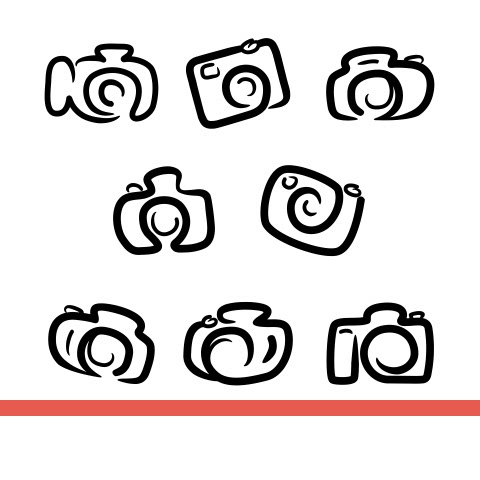 卡通相机图案图标墙贴画儿童摄影照相馆影楼玻璃门镂空装饰墙贴纸