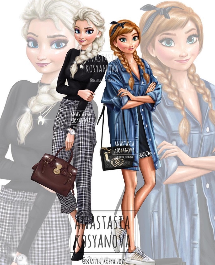 当迪士尼公主们在插画家笔下换上了时尚现代装,不知道你pick哪个现代