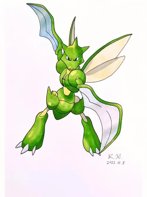 宝可梦飞天螳螂马克笔上色