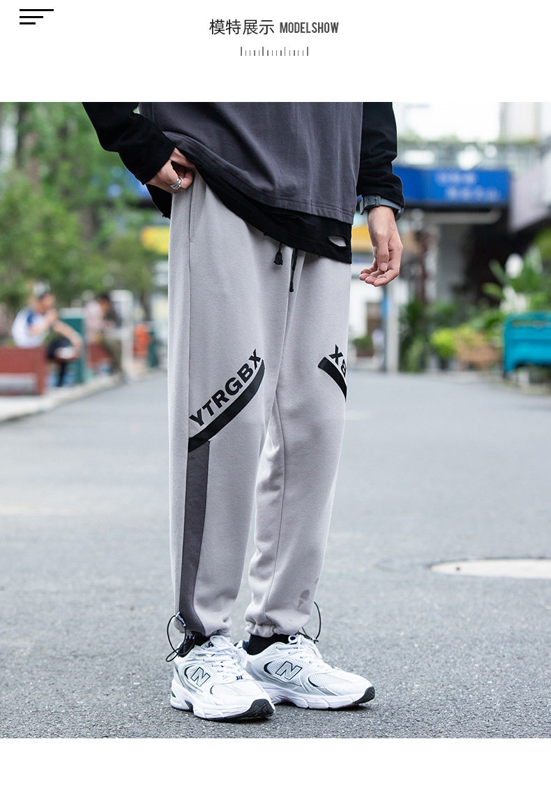 2020新款男休闲裤卫裤九分裤运动裤青少年学生宽松阔腿裤p35