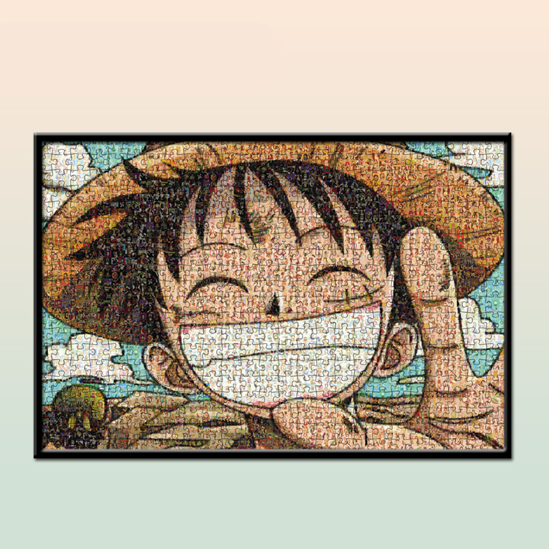 【新品直营】6015成人木质拼图动漫积木马赛克路飞玩具