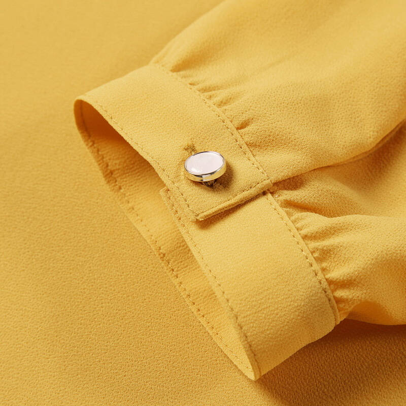 秋水伊人2016秋装新品女装纯色气质印花翻领套头雪纺衫 深黄 160/84a