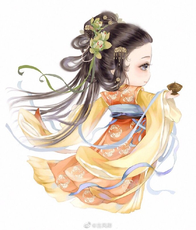 袅娜少女羞,岁月无忧愁.古风人物插画,q版#古装#小可爱系列.