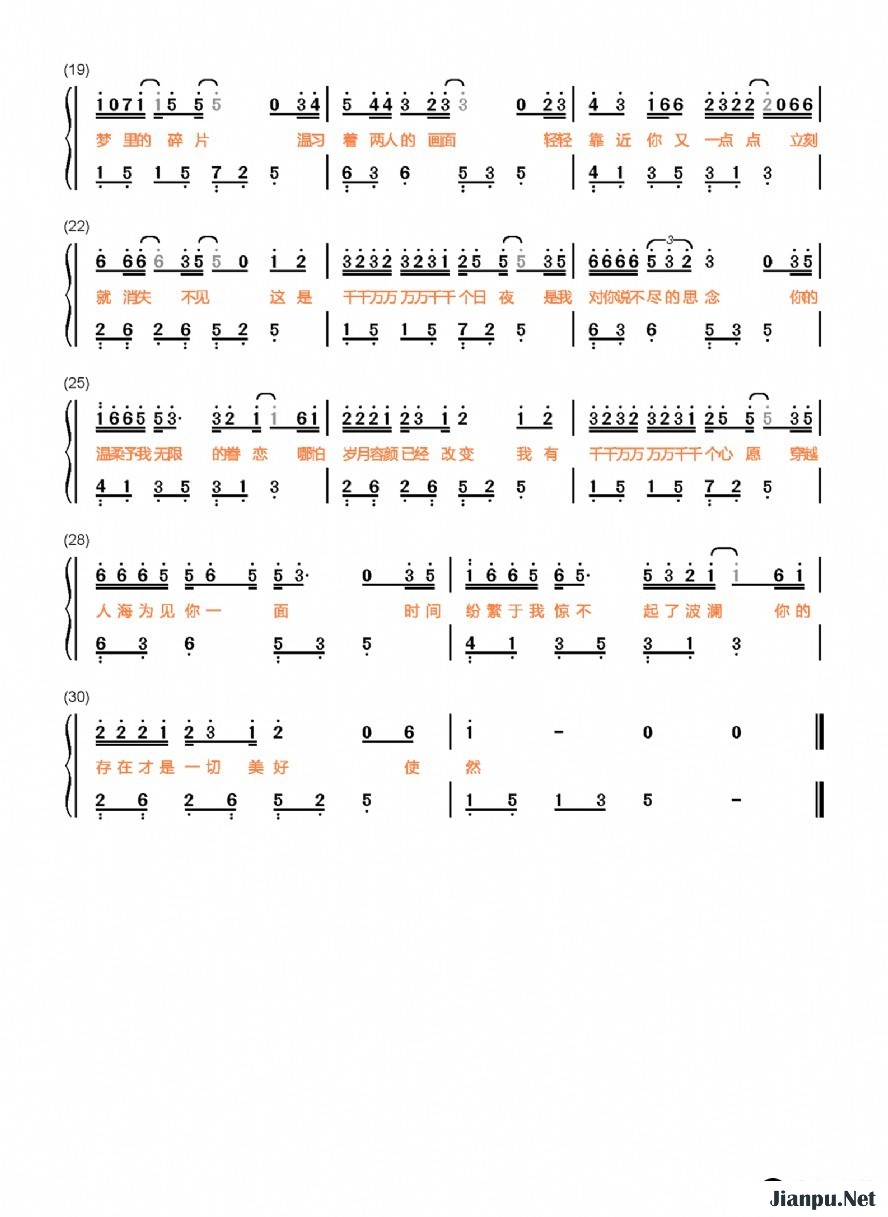 《千千万万》简谱深海鱼子酱原唱 歌谱-钢琴谱吉他谱|www.jianpu.