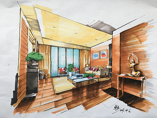 电脑手绘室内效果图