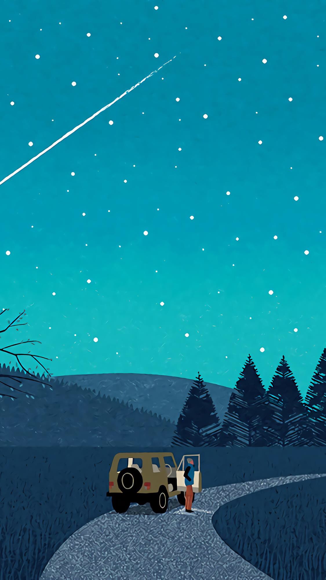 清新田园风景手绘手机壁纸