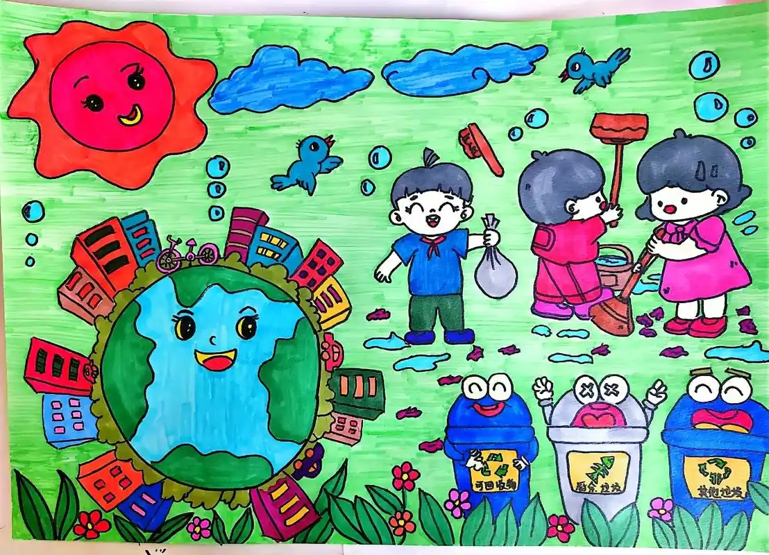 保护环境 #环保主题画 #世界卫生日 #保护地球保护环境  - 抖音