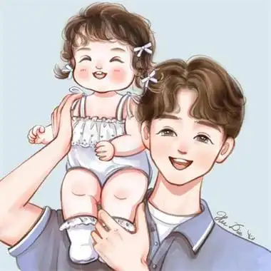 温馨有爱的一儿一女亲子卡通头像 娘俩父女俩微信亲子头像最新_动漫