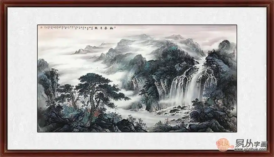 资春成新品四尺横幅国画山水画松声泉韵
