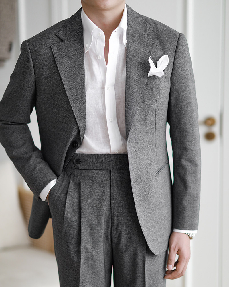 免烫休闲百搭西装复古商务那不勒斯礼服意式格子西服