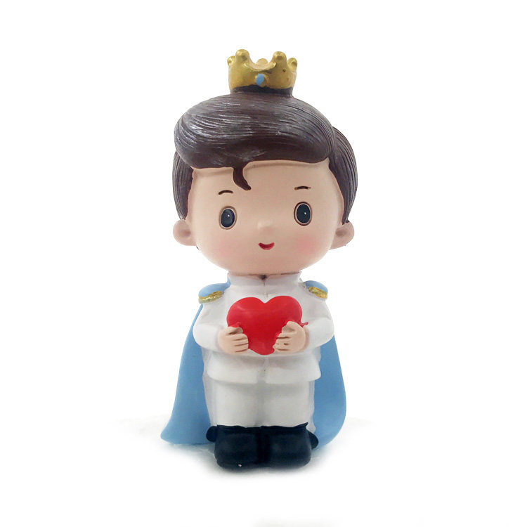 爱心皇冠小王子蛋糕摆件 发箍公主生日蛋糕装饰公仔 男孩女孩人偶