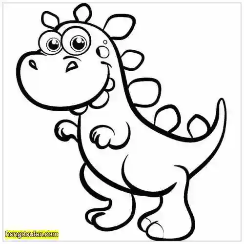 14张长颈龙翼龙三角龙鼻龙霸王龙涂色卡通图片-红豆饭小学生简笔画