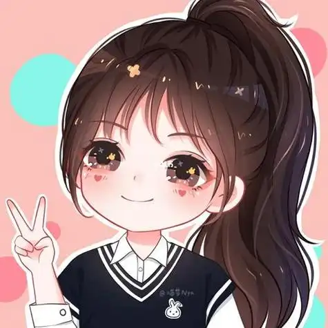 卡通q版可爱女生头像学院风高马尾